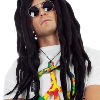 Rasta Dreadlocks Hippie Black Bob Marley 60's 70's Costume Adult Wig